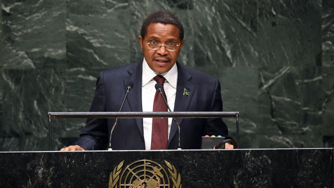 Tanzania&#39;s President Jakaya Mrisho Kikwete speaks at the United Nations in New York on September 25, 2014