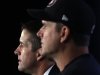 San Francisco 49ers head coach Jim Harbaugh and Baltimore Ravens head coach John Harbaugh participate in a news conference for the NFL Super Bowl XLVII football game Friday, Feb. 1, 2013, in New Orleans. (AP Photo/Patrick Semansky)