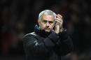 Manchester United's Portuguese manager Jose Mourinho appluads after the final whistle in the UEFA Europa League group A football match between Manchester United and Fenerbahce at Old Trafford in Manchester, north west England