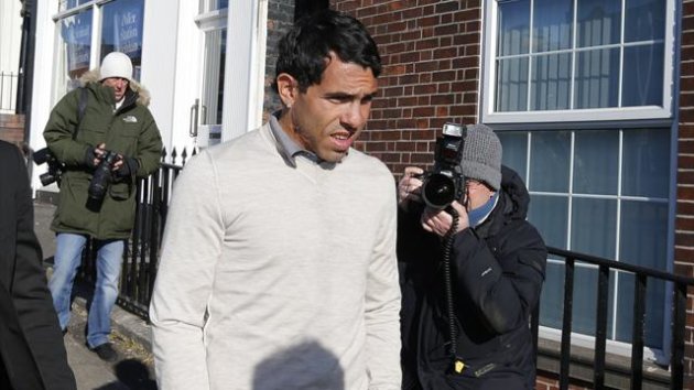 Carlos Tevez arrives at Macclesfield Magistrates Court (Reuters)