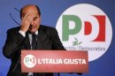 Italian PD (Democratic Party) leader Bersani reacts during a news conference in Rome