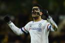 Chelsea's striker Diego Costa celebrates at the end of the English Premier League football match between Norwich City and Chelsea at Carrow Road in Norwich, eastern England, on March 1, 2016