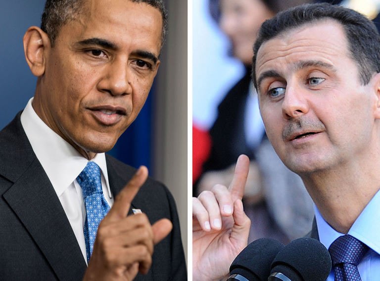 A composite photo made on August 31, 2013 shows US President Barack Obama (L) and Syrian President Bashar al-Assad