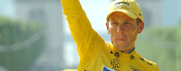 Lance Armstrong celebrates his seventh Tour de France win