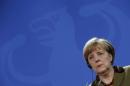 German Chancellor Merkel addresses news conference in Berlin