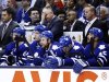 Maple Leafs head coach Carlyle gestures as his team plays the New York Islanders during their NHL hockey game in Toronto