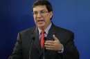 Cuba's Foreign Minister Bruno Rodriguez speaks at a news conference in Havana