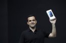 Hugo Barra, director of product management of Google, holds a Samsung Galaxy Nexus mobile phone during Google I/O 2012 Conference at Moscone Center in San Francisco