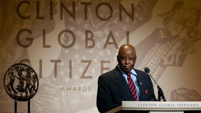 A 2010 photo shows Festus Mogae, a former president of Botswana now heading oversight of the South Sudan peace deal, who expressed deep concern over continued fighting on November 26, 2015 as the UN warned of ongoing &quot;grave violations&quot;