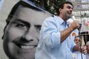 Marcelo Freixo, a 45-year-old state assemblyman and Rio's Mayor candidate speaks during a rally campaign in Rio de Janeiro