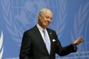 UN mediator de Mistura attends a news conference after the conclusion of a round of meetings during Syria Peace talks in Geneva