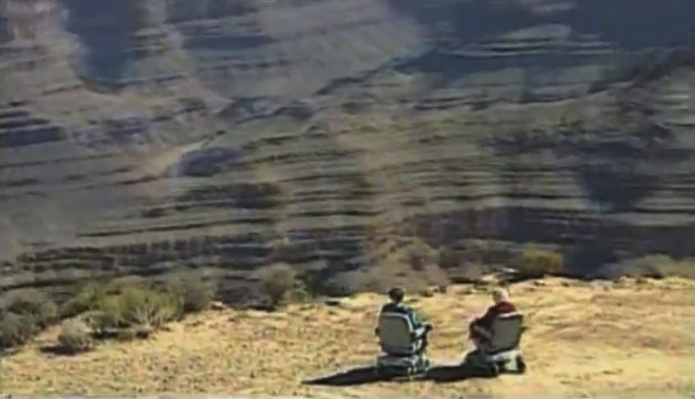 This undated screenshot shows a frame grab from a Hoveround commercial. Members of Congress say the ads by The Scooter Store and Hoveround have lead to hundreds of millions of dollars in unnecessary spending by Medicare, which is only supposed to pay for scooters when seniors are unable to use a cane, walker or regular wheelchair. Government inspectors say up to 80 percent of the scooters and power wheelchairs Medicare buys go to people who don't meet the requirements. And doctors say more than money is at stake: Seniors who use scooters unnecessarily can become sedentary, which can exacerbate obesity and other disorders.(AP Photo/Hoveround)