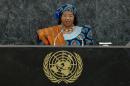 Joyce Banda, President of Malawi, speaks during the general debate of the 68th session of the United Nations General Assembly at United Nations headquarters in New York, on September 24, 2013