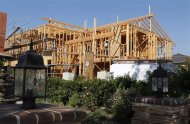 The framework for a single family home currently under construction is seen in Los Angeles, California October 18, 2011.   REUTERS/Fred Prouser