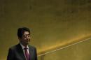 Japanese Prime Minister Shinzo Abe arrives to address the 71st United Nations General Assembly in New York
