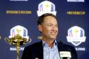 Davis Love III smiles during a news conference announcing him as the 2016 U.S. Ryder Cup captain, at PGA of America, Tuesday, Feb. 24, 2015, in Palm Beach Gardens, Fla. (AP Photo/The Palm Beach Post, Bill Ingram)