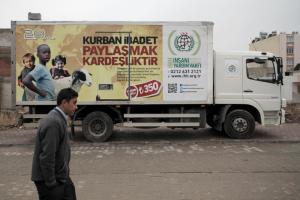 A truck is parked in front of Humanitarian Aid Foundation …