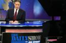 Host Jon Stewart is seen taping Comedy Central's "The Daily Show" on August 9, 2004 in New York City
