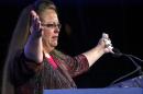 Kentucky's Rowan County Clerk Kim Davis makes remarks after receiving the "Cost of Discipleship" award at a Family Research Council conference in Washington