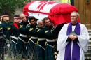Soldiers carry the casket from the church following the funeral service for Cpl. Nathan Cirillo in Hamilton