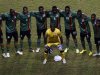 Zambia's soccer players pose for a photograph before their African Nations Cup final soccer match against Ivory Coast in Libreville