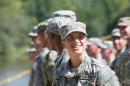 Capt. Kristen Griest smiles during the graduation ceremony of the United States Army's Ranger School on August 21, 2015 at Fort Benning, Georgia