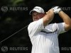 Brendon de Jonge of Zimbabwe tees off the fifth hole during the third round of the AT&T National golf tournament in Bethesda