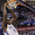 Oklahoma City Thunder forward Serge Ibaka dunks against the San Antonio Spurs during the first half of Game 4 in the NBA basketball playoffs Western Conference finals, Saturday, June 2, 2012, in Oklahoma City. (AP Photo/Sue Ogrocki)