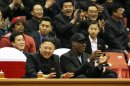 This undated publicity image released by HBO shows former NBA basketball player Dennis Rodman, right, with North Korea's Kim Jong Un at a basketball game from an episode of the documentary series "Vice." The season final episode will air on on June 14 at 11 p.m. EST on HBO. (AP Photo/Vice.com via HBO)