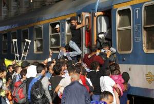 Migrants stoming trains in the Keleti train station &hellip;
