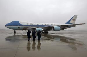 Air Force One, with President Barack Obama and first …