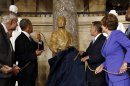 U.S. President Obama and officials take part in the unveiling of the Rosa Parks statue in the U.S. Capitol in Washington