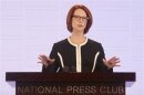 Australian Prime Minister Gillard speaks at the National Press Club in Canberra