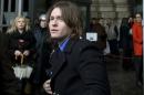 Raffaele Sollecito, the ex-boyfriend of Amanda Knox, arrives at Italy's highest court building, in Rome, Wednesday, March 25, 2015. Italy's high court took up the appeal of Amanda Knox's murder conviction Wednesday, considering the fate of the "very worried" American and her Italian former boyfriend in the brutal 2007 murder of Knox's British roommate. Dozens of journalists and camera crews were on hand for the final arguments and deliberations of the Court of Cassation in the death of Meredith Kercher. (AP Photo/Alessandra Tarantino)