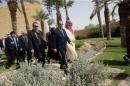 French President Francois Hollande visits the Diriyah Historical City, near Riyadh