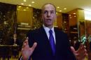 Dennis Muilenburg, CEO of The Boeing Company, speaks to members of the press at Trump Tower in New York City