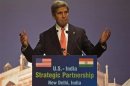 U.S. Secretary of State Kerry speaks on the U.S.-India strategic partnership in New Delhi
