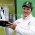 South Africa's captain Smith with the series trophy after drawing the third and final international cricket test match in Wellington