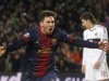 Barcelona's Messi celebrates after scoring his second goal against AC Milan during their Champions League round of 16 second leg soccer match in Barcelona