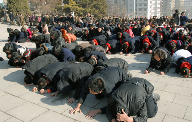 North Koreans cry after learning death of their leader Kim Jong Il on Monday, Dec. 19, 2011 in Pyongyang, North Korea. Kim died on Saturday, Dec. 17, North Korean state media announced Monday. (AP Pho