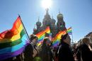 Gay rights activists march in St Petersburg, Russia, on May 1, 2013