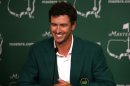 Adam Scott speaks to reporters after winning his — and Australia's — first green jacket.