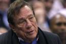 File of Clippers owner Sterling sitting as he watches team play Knicks in NBA game in Los Angeles