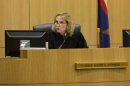 Judge Sherry Stephens urges the jury to continue deliberating after the jury delivered a message that they are deadlocked on a penalty for Jodi Arias on Wednesday, May 22, 2013 during the penalty phase of her murder trial at Maricopa County Superior Court in Phoenix. Arias was convicted of first-degree murder in the stabbing and shooting to death of Travis Alexander. (AP Photo/The Arizona Republic, Rob Schumacher, Pool)