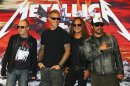 Members of heavy metal band Metallica pose during a photocall in Mexico City