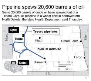 Map shows pipeline and location of spill; 2c x 3 inches; …