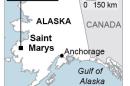 Map locates Saint Maryâ€™s in Alaska, where a small plane crashed, killing four.; 1c x 2 inches; 46.5 mm x 50 mm;