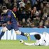 Barcelona's Lionel Messi controls the ball while trying to score a goal against Benfica's goalkeeper Artur during their Champions League Group G soccer match at the Nou Camp stadium in Barcelona