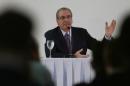 Suspended House Speaker Eduardo Cunha attends a news conference, in Brasilia