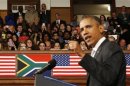 U.S. President Barack Obama delivers remarks at the University of Cape Town